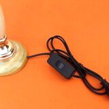 1970s Tulip table lamp Onyx stone and brass Tulip shaped lampshade