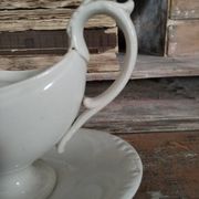 Saucière en faïence blanche 19 ème Creil et Montereau