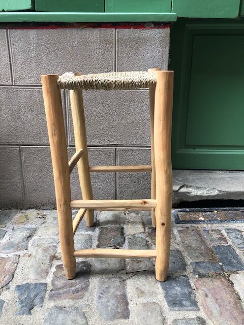 High wood and rope stool