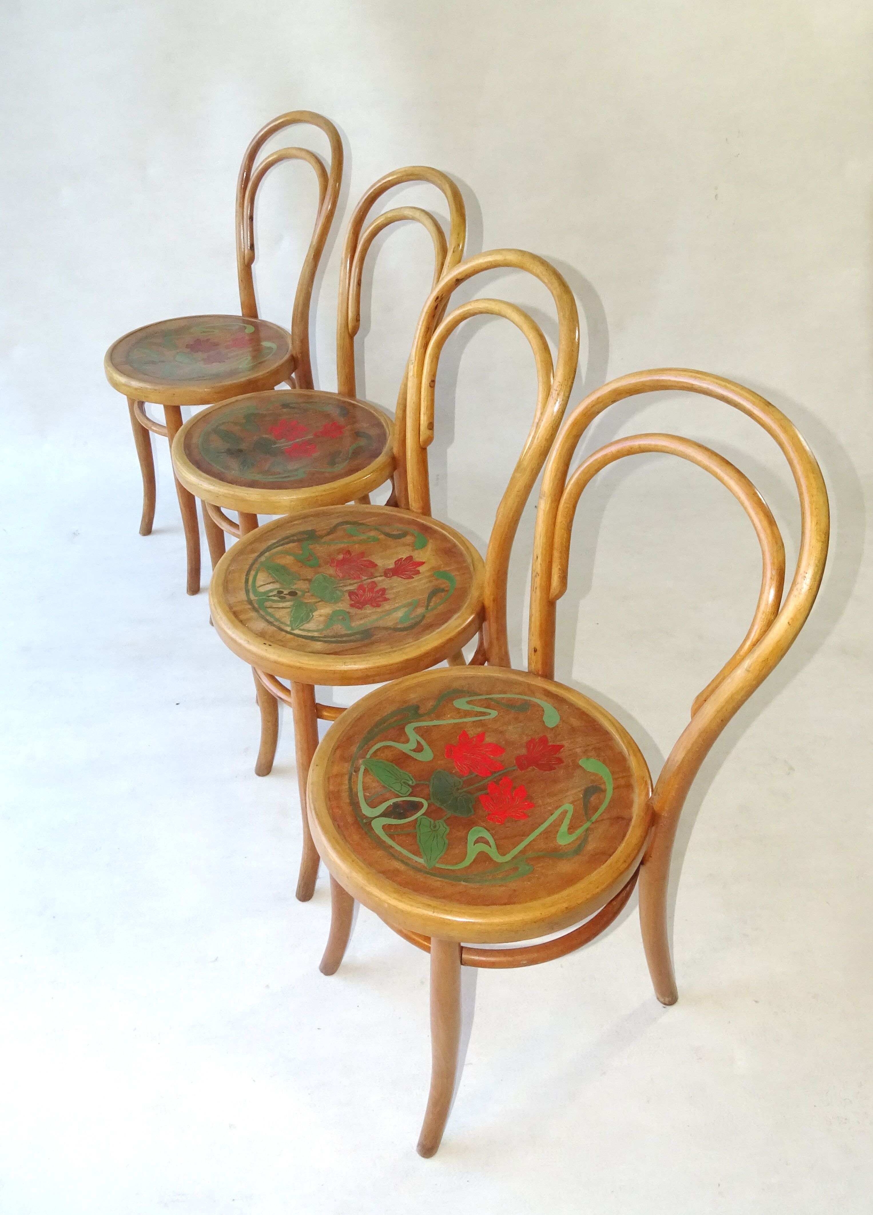 Set of 4 chairs n°14 1/2 by fiume around 1910 art nouveau revisited bistro