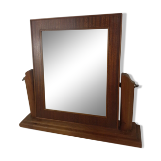 Miroir de coiffeuse pied en bois massif cadre du miroir en placage 44,5x39,5cm