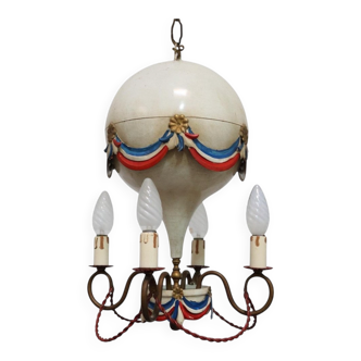 French Hot Air Balloon Chandelier, 1950s