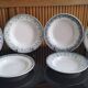 6 old mismatched deep plates Terre de Fer, glass and blue colors