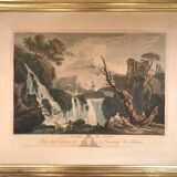 LACROIX of MARSEILLE. The Cascade of Tivoli, 1760. Enhanced etching.