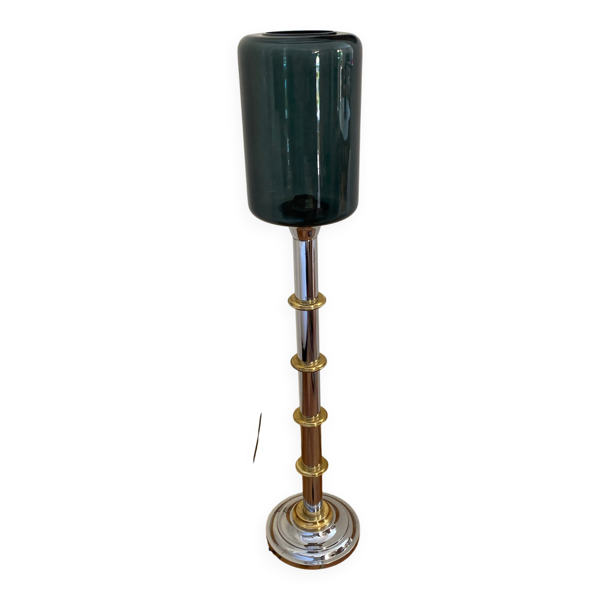 Metal and smoked glass floor lamp