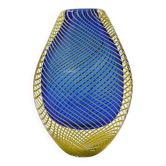 Vase "Twist" bleu avec torsade jaune
