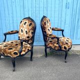 Paire de fauteuils à la reine laqués. Napoléon III, XIXe siècle