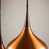 Triple Danish pendant light in metal and Rosewood, Orient model, Jo Hammerborg for Fog & Morup.