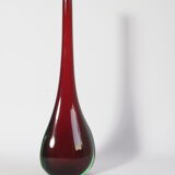 Sommerso drop vase in red and green, Murano 1950