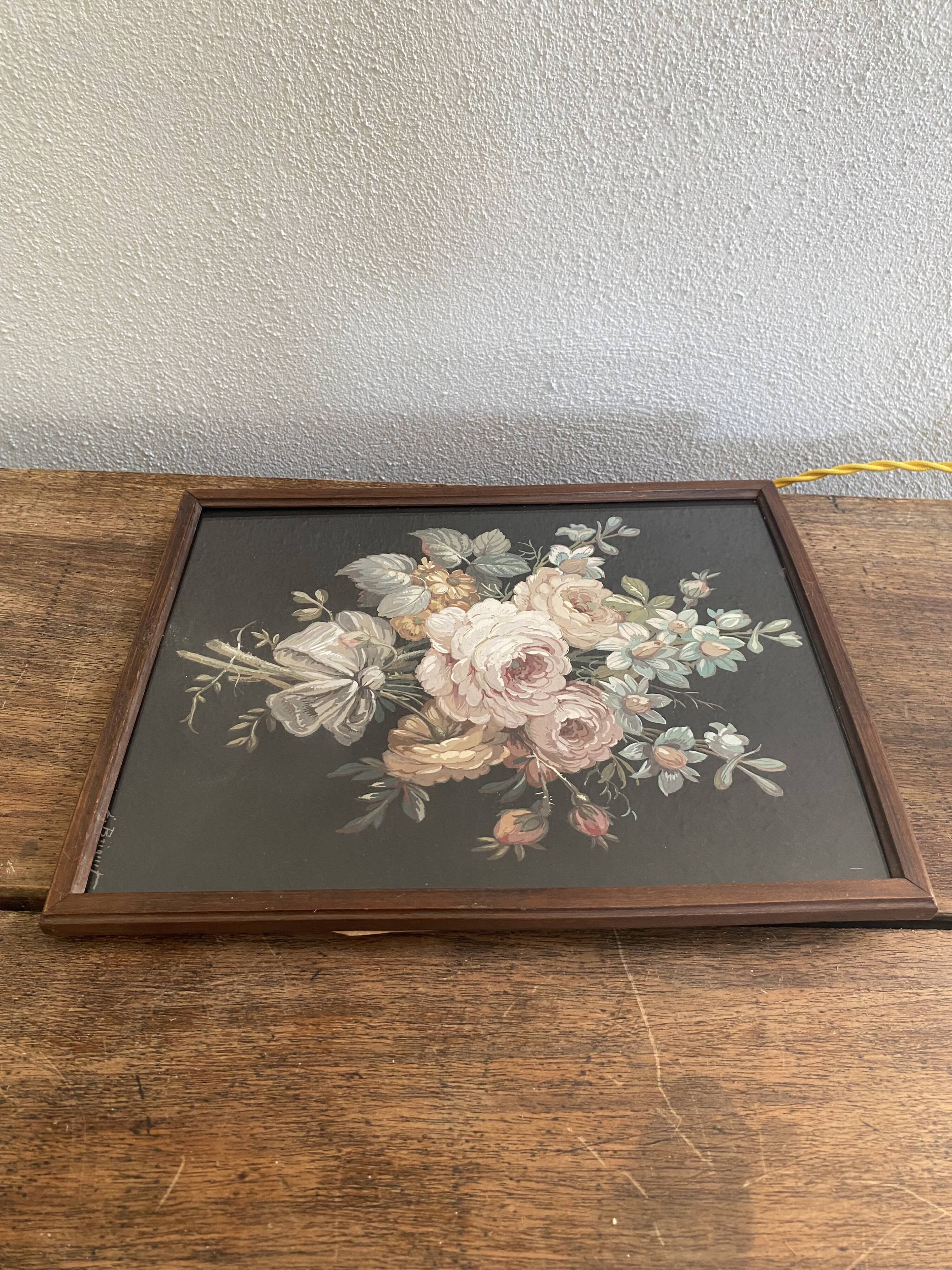 Painting on paper, glazed wooden frame