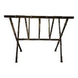 Magazine rack in gilded brass Bamboo style Jacques Adnet design 1960