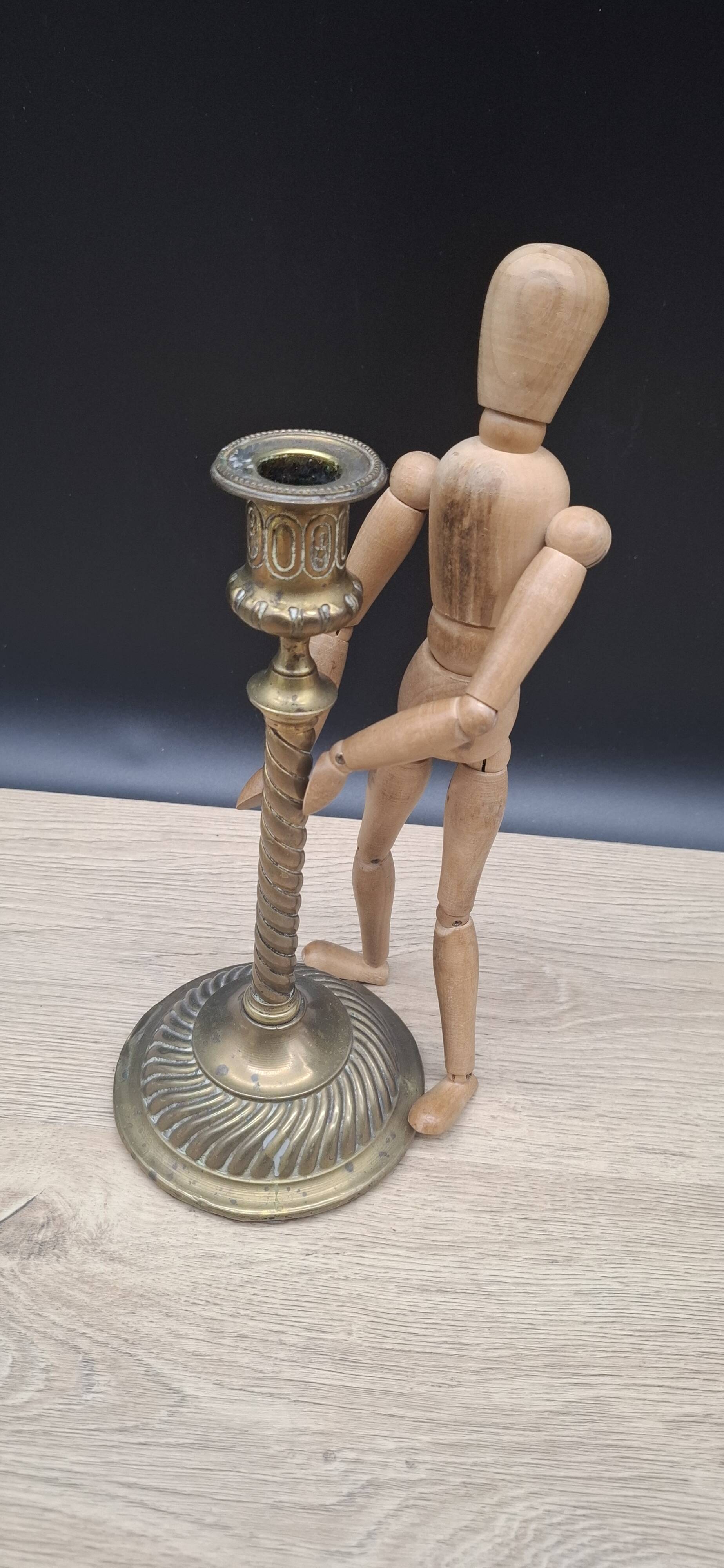 Antique brass candle holder