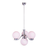 Art Deco Chandelier in Chrome-Plated Steel and Opal Glass, Czech, 1920s