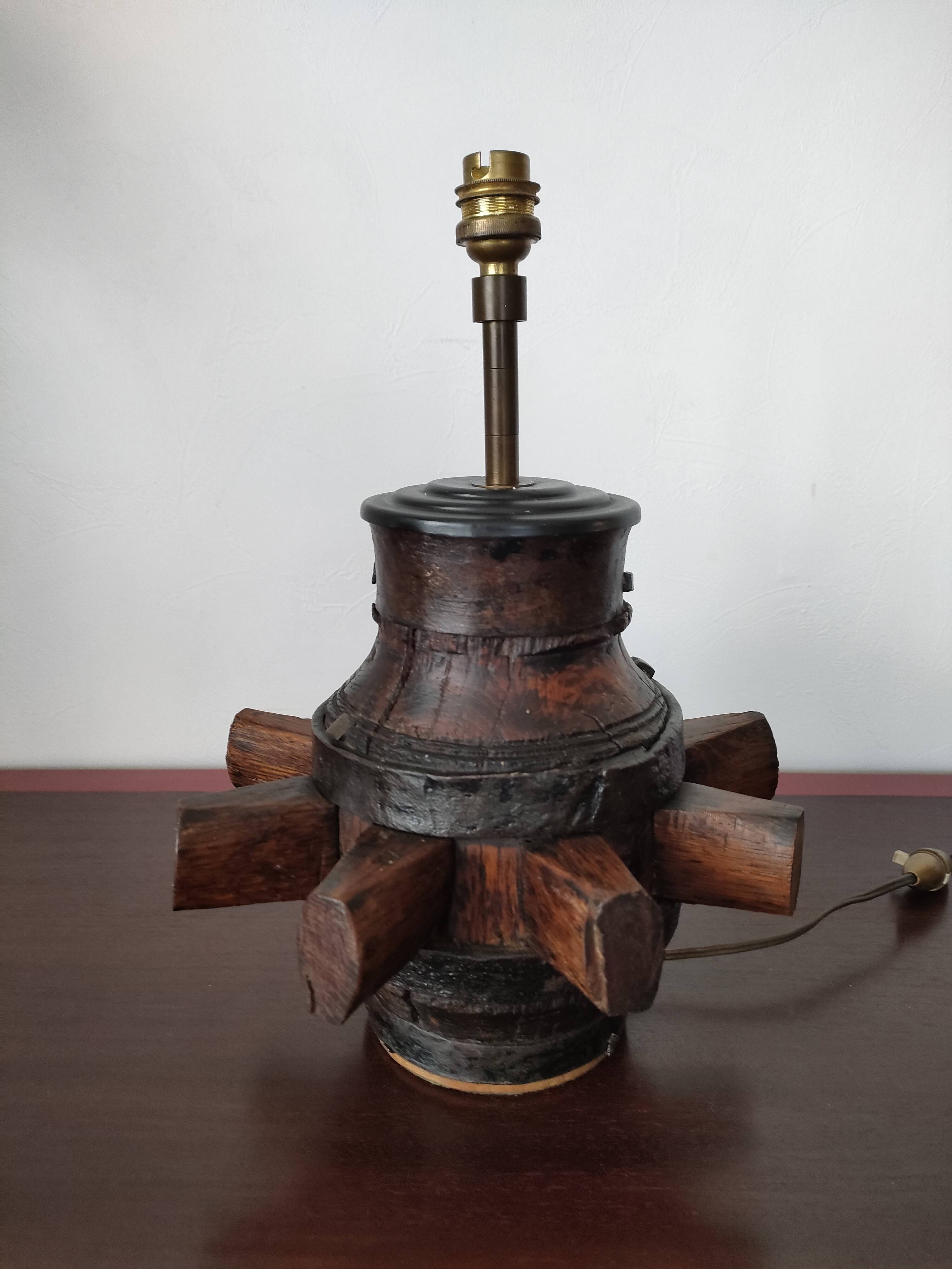 Old wheel hub lamp ~ brutalist art ~ 50's ~ france