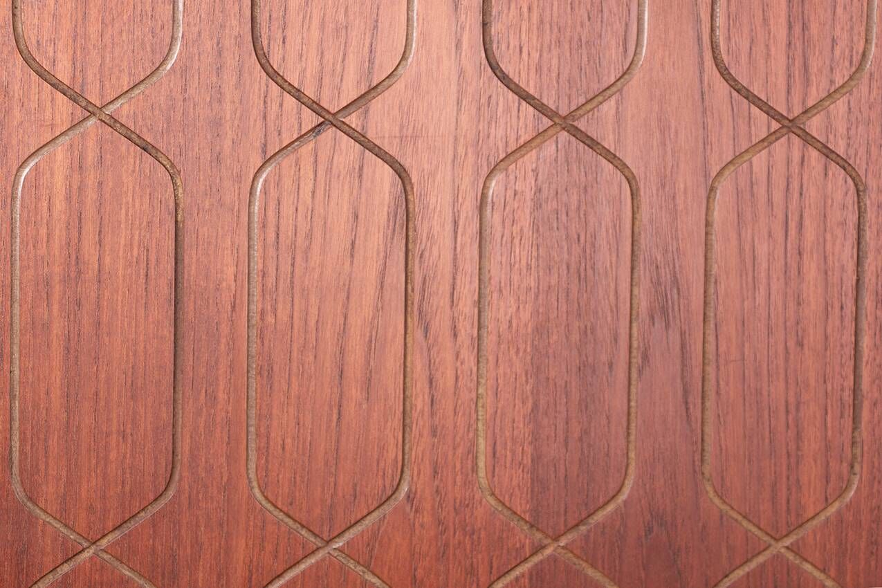 Swedish High Cabinet, Teak, Beech, Brass model Napoli, David Rosen 1960.