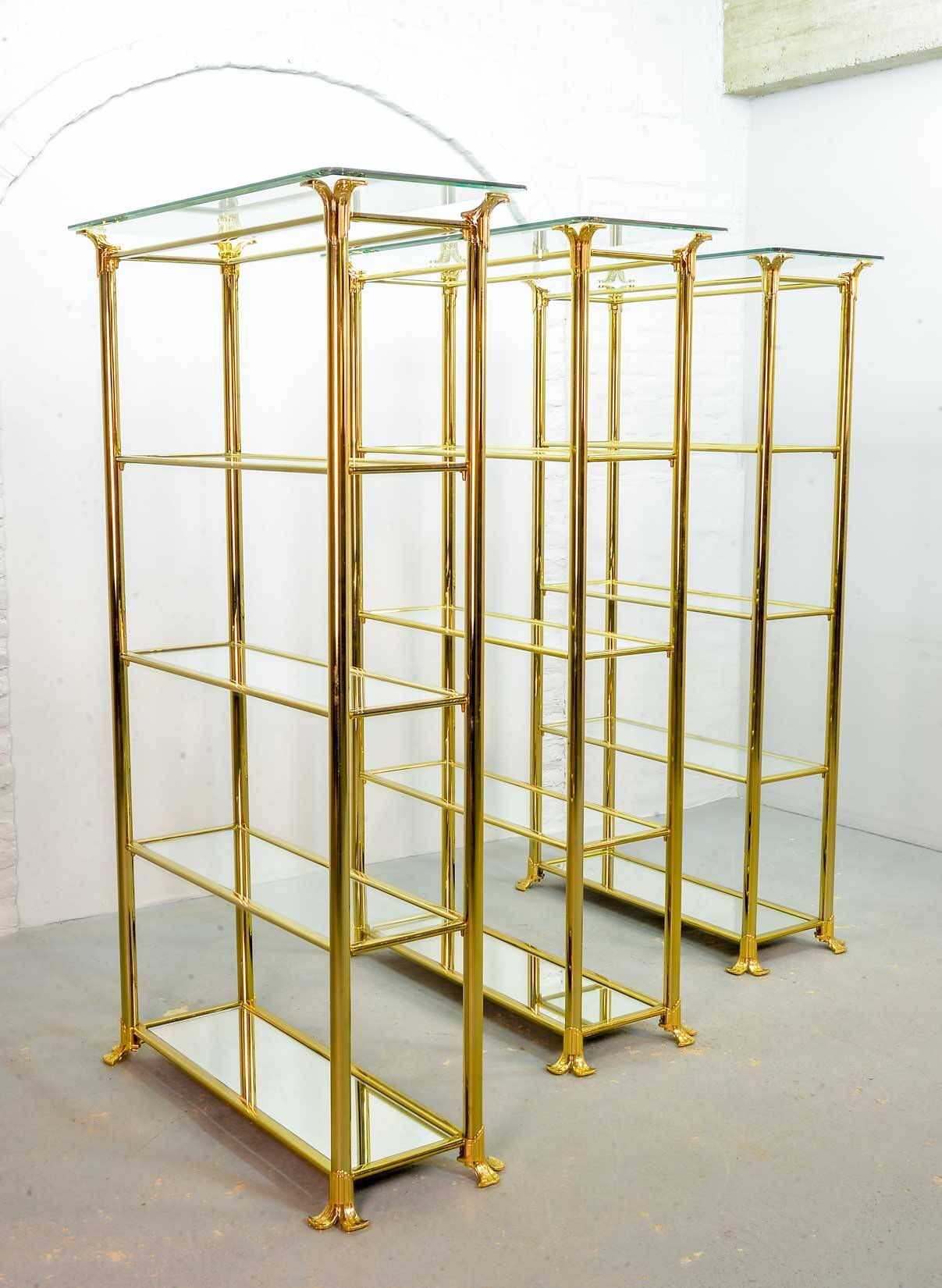 Ramiro Tarazona 24 Carat Goldplated Display Cabinet w. Glass Shelves 1980s