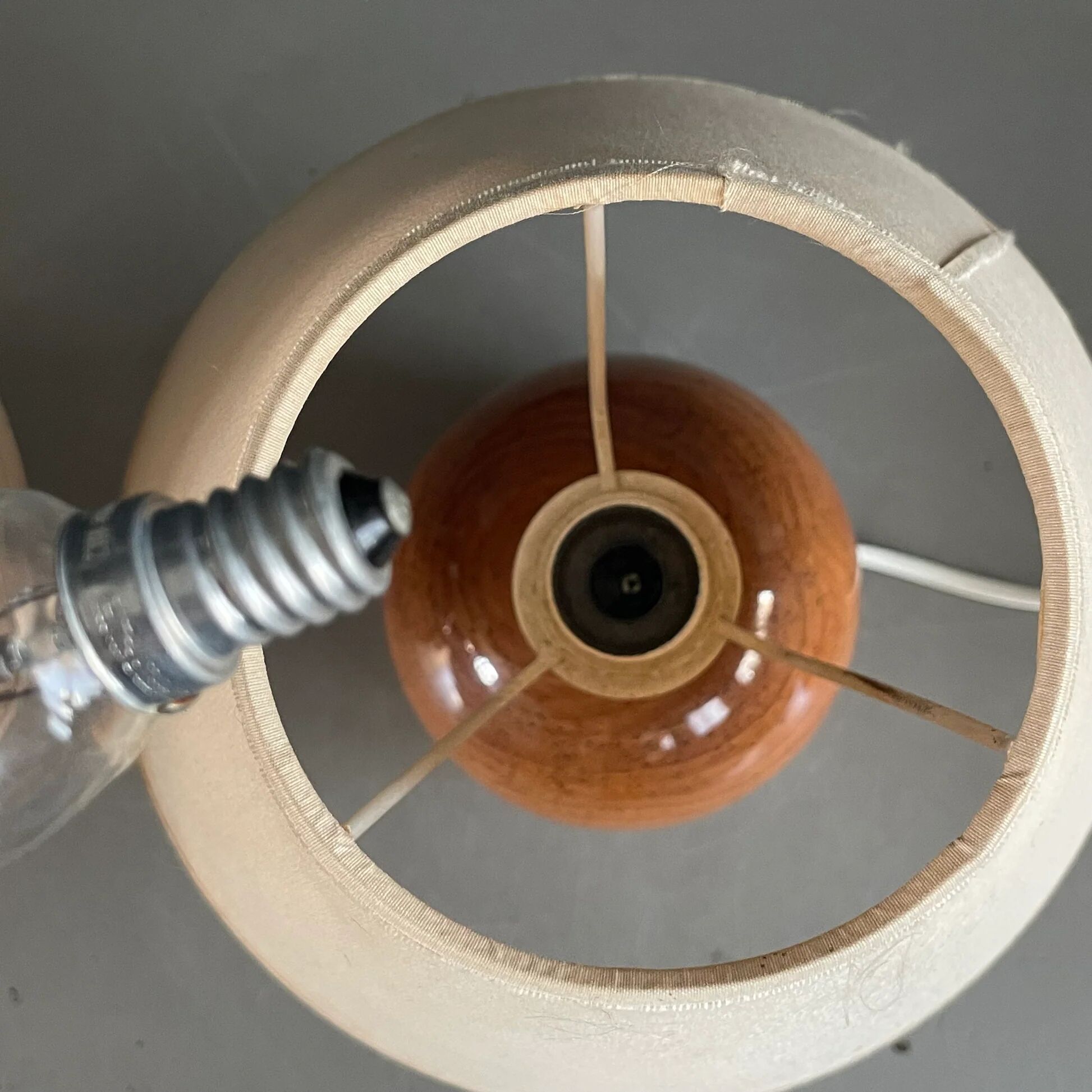 Pair of round base bedside lamps