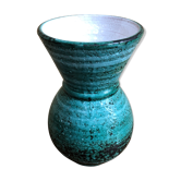 Old ceramic vase green interior white 70s vintage decoration
