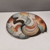 Large handmade decorated ceramic dish. Ruth Grønne Denmark 2001