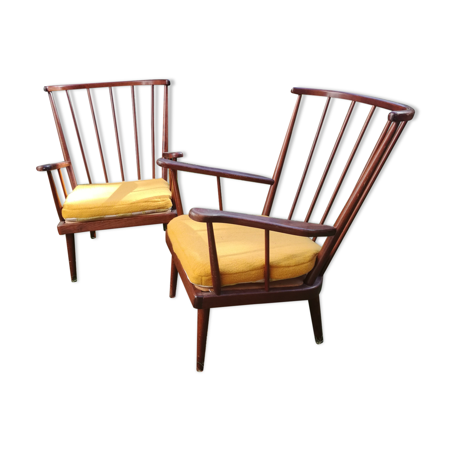 Pair of Baumann fan armchairs