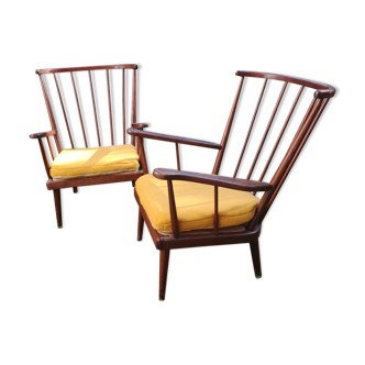 Pair of Baumann fan armchairs