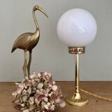 Vintage globe table lamp in white opaline