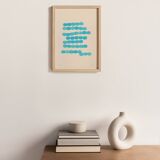 Abstract painting on light blue col.paper signed Eawy