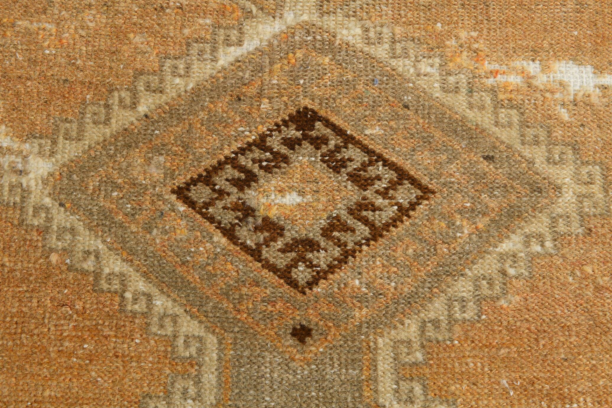 3x11 Cinnamon Color Turkish Runner Rug, Anatolian Vintage Rug, 92x321Cm