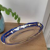 Blue and gold glass dish