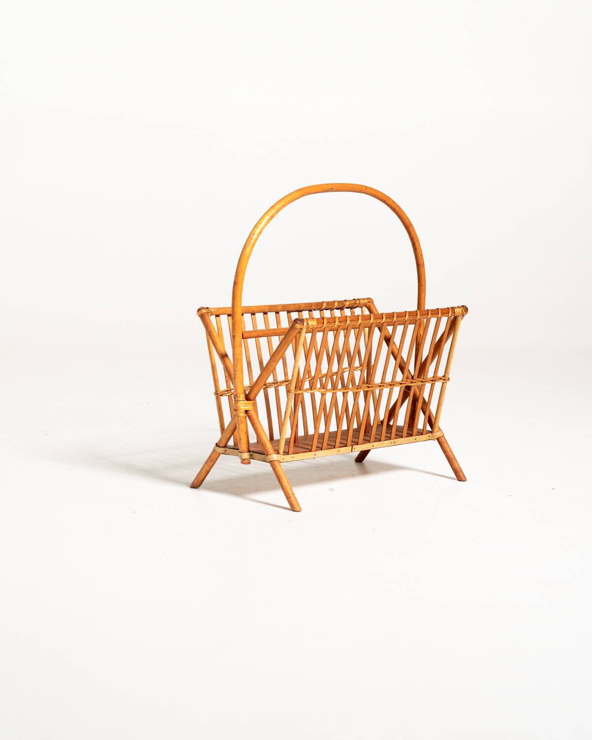 Bamboo and rattan magazine rack, Scandinavia, 1960s