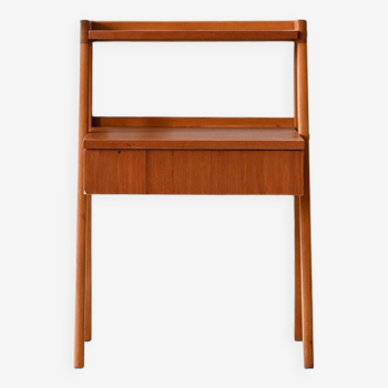 Danish teak bedside table with double table top