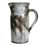 Small sanded stoneware pitcher signed Chantal and Thierry Robert