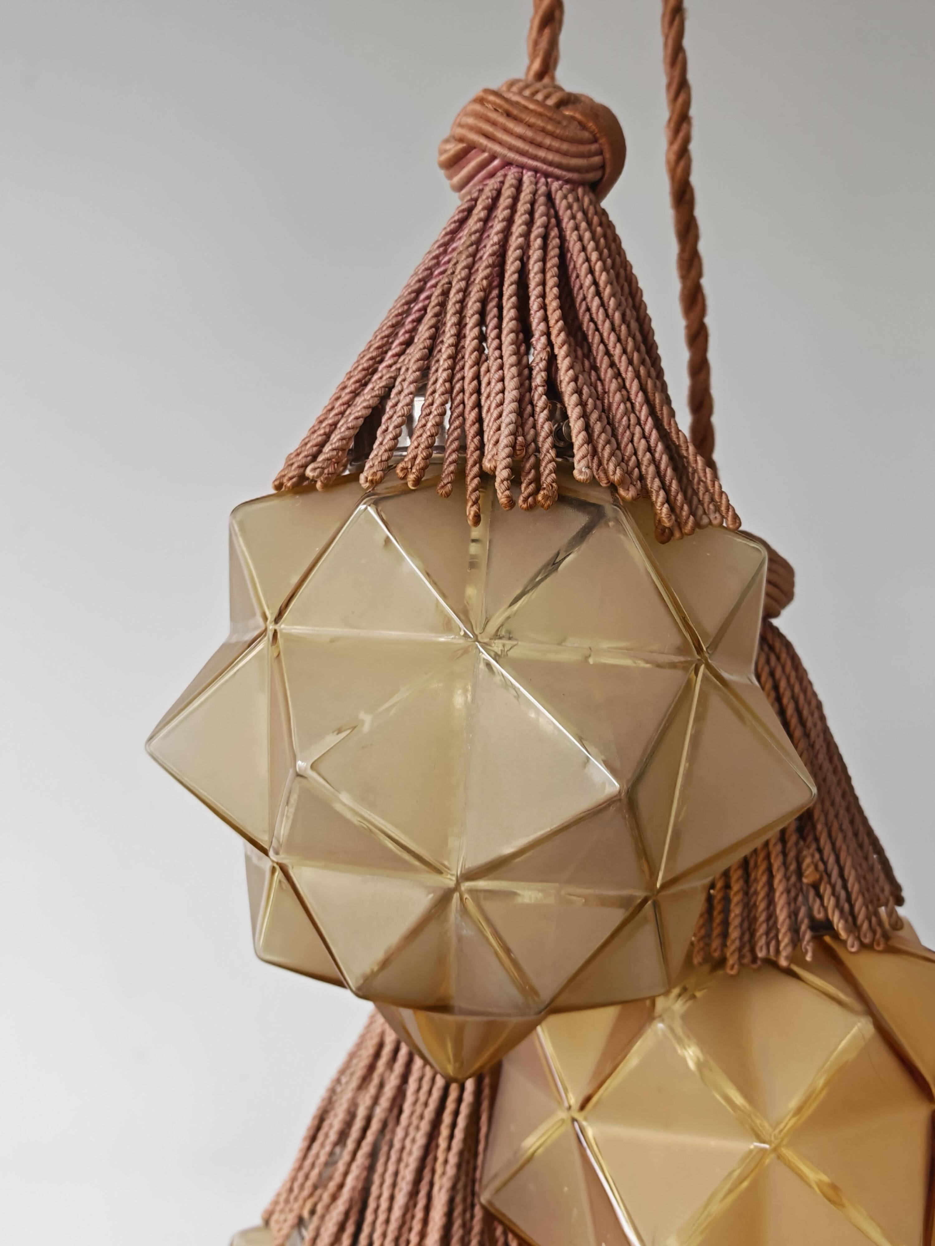 Lustre Art Déco avec Abat-jours en Forme d'Étoile, 1930