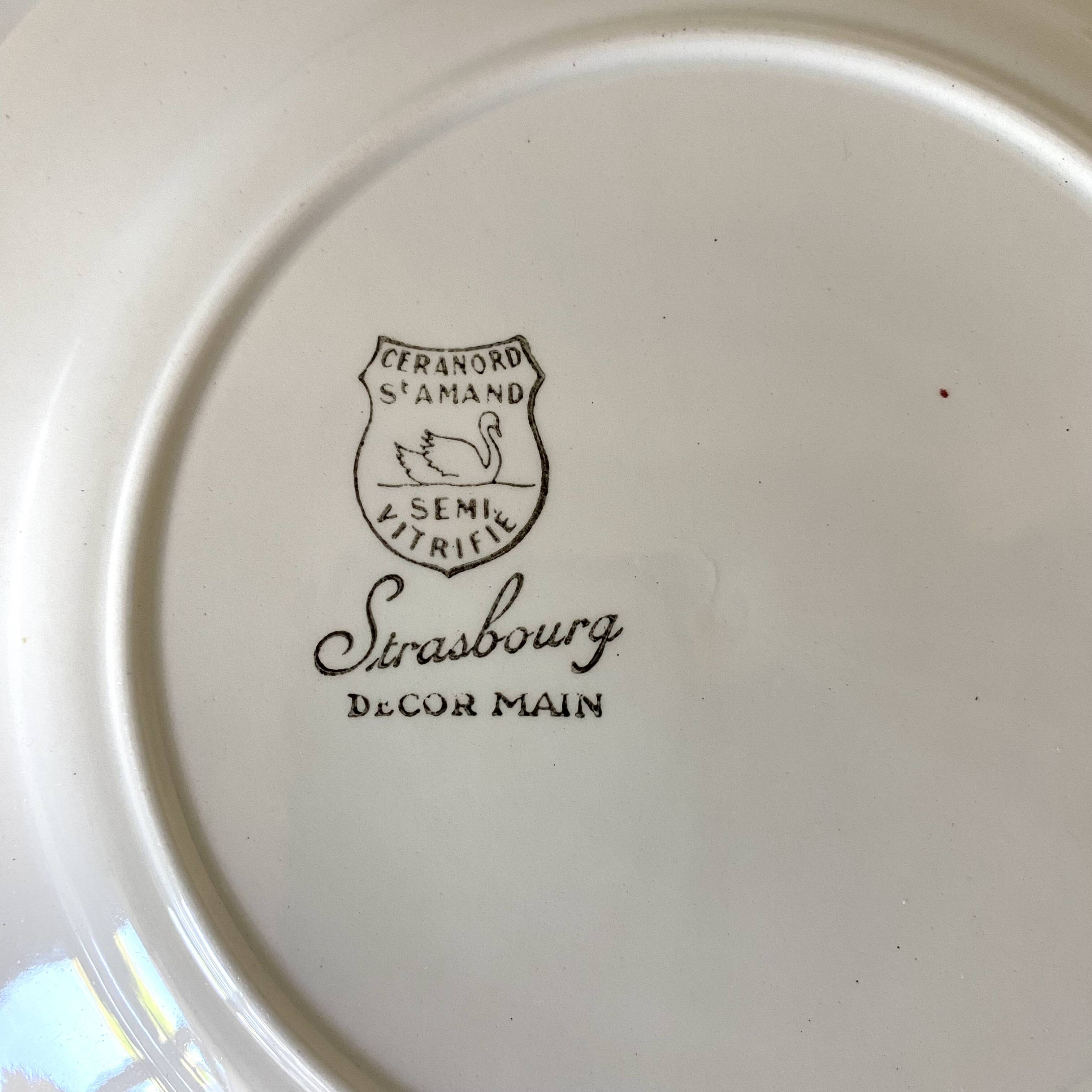 St Amand dessert plates, hand decor, Strasbourg model