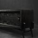 Mid-Century Modern Scandinavian Buffet in Dark Oak with Wooden and Metal Handles, 1960s