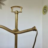 Large art nouveau brass lamp with frosted glass tulip in the shape of a rose