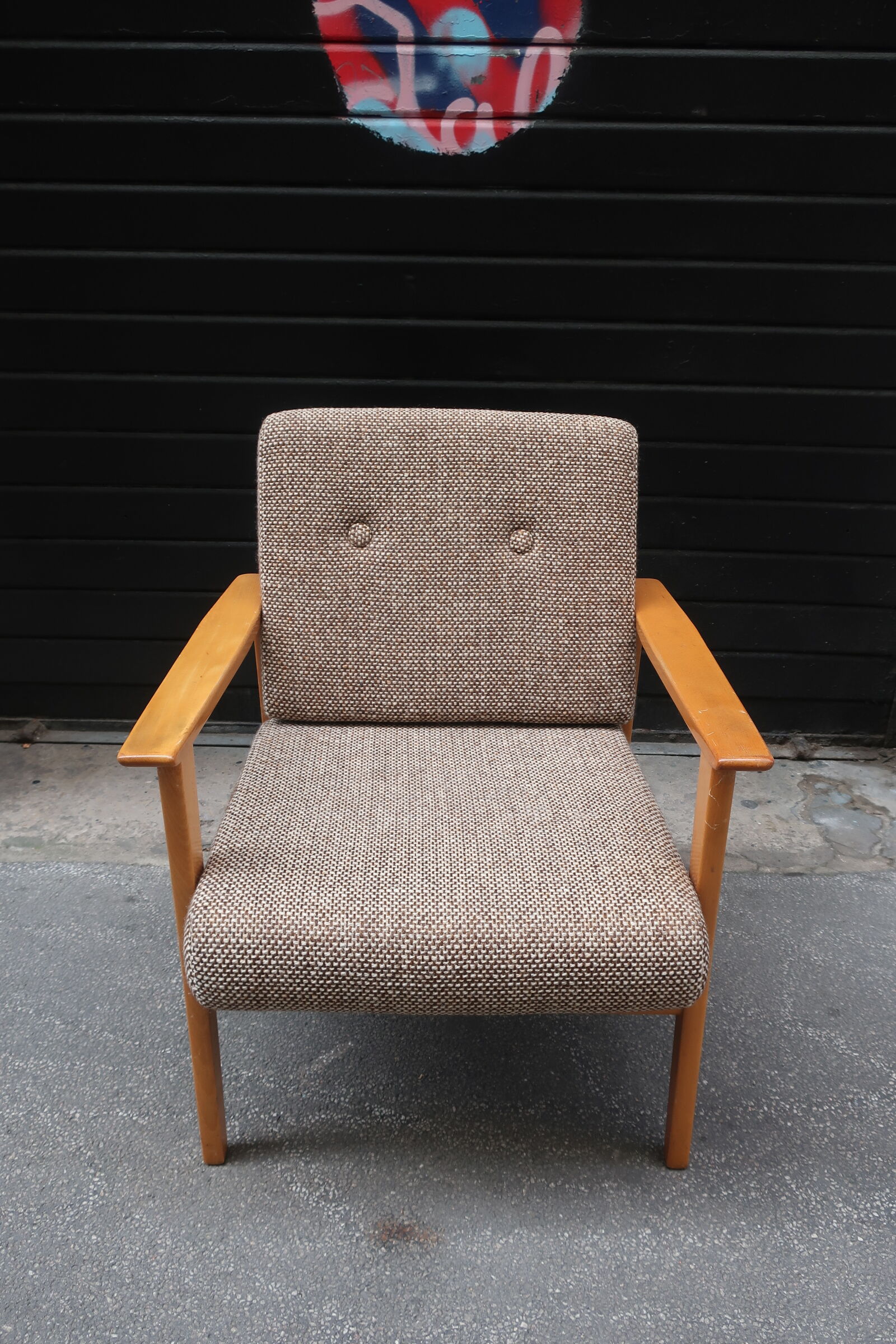 Armchair in wood and fabric 1960