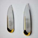 Pair of sconces "ears" idearte, glass and metal, Spain 1980