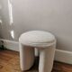 Léon stool in white boucle fabric
