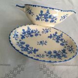 Série de plats, saladier, soupière - décor bleu