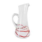 Glass decanter with red glass nets