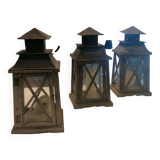 Set of three antique candle lanterns