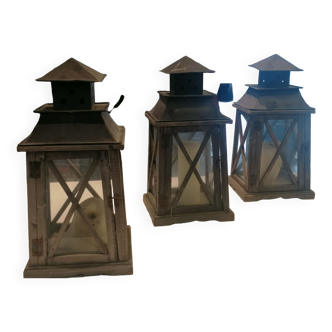 Set of three antique candle lanterns