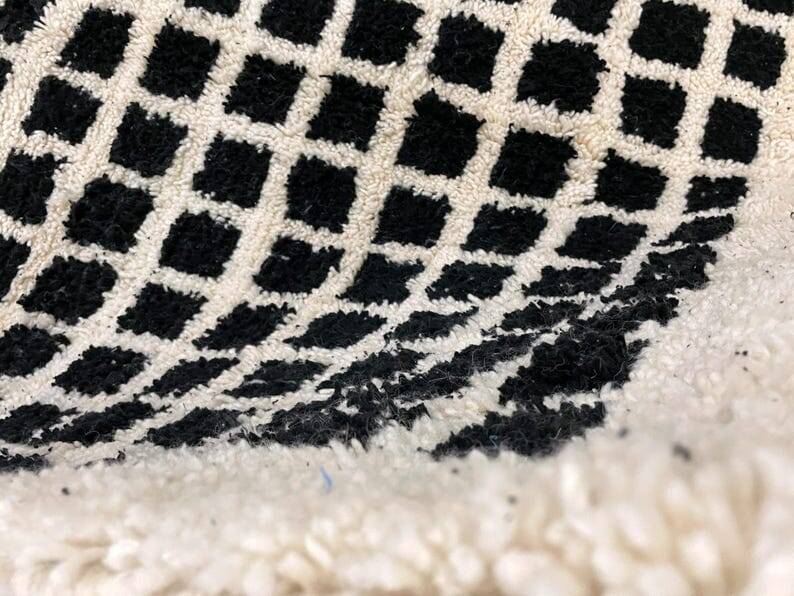 Handmade black square rug size 150 x 250 cm