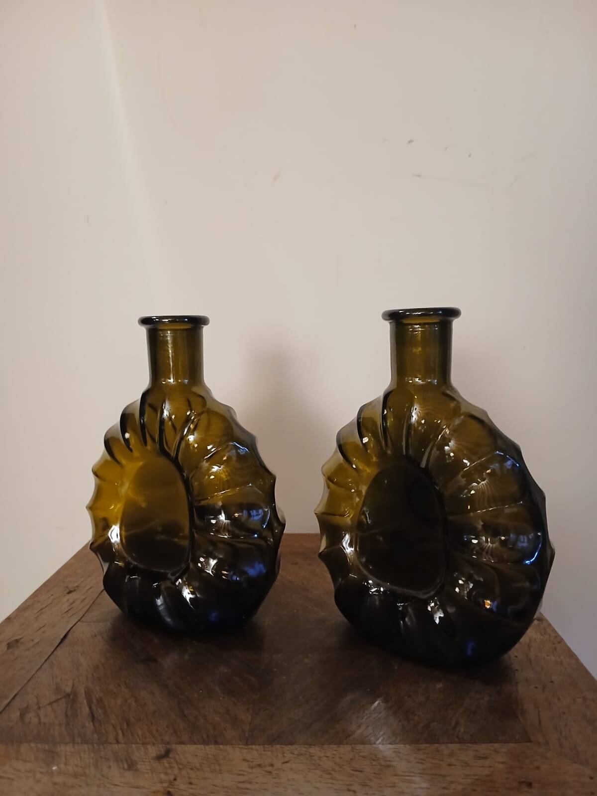 Set of 2 smoked cognac bottle soliflores