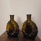 Set of 2 smoked cognac bottle soliflores