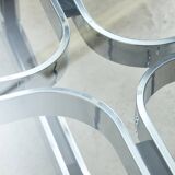 Sculpted Chrome Base Coffee Table with Glass Top