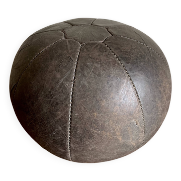 Medicine ball de sport, gym en cuir brun, 1950