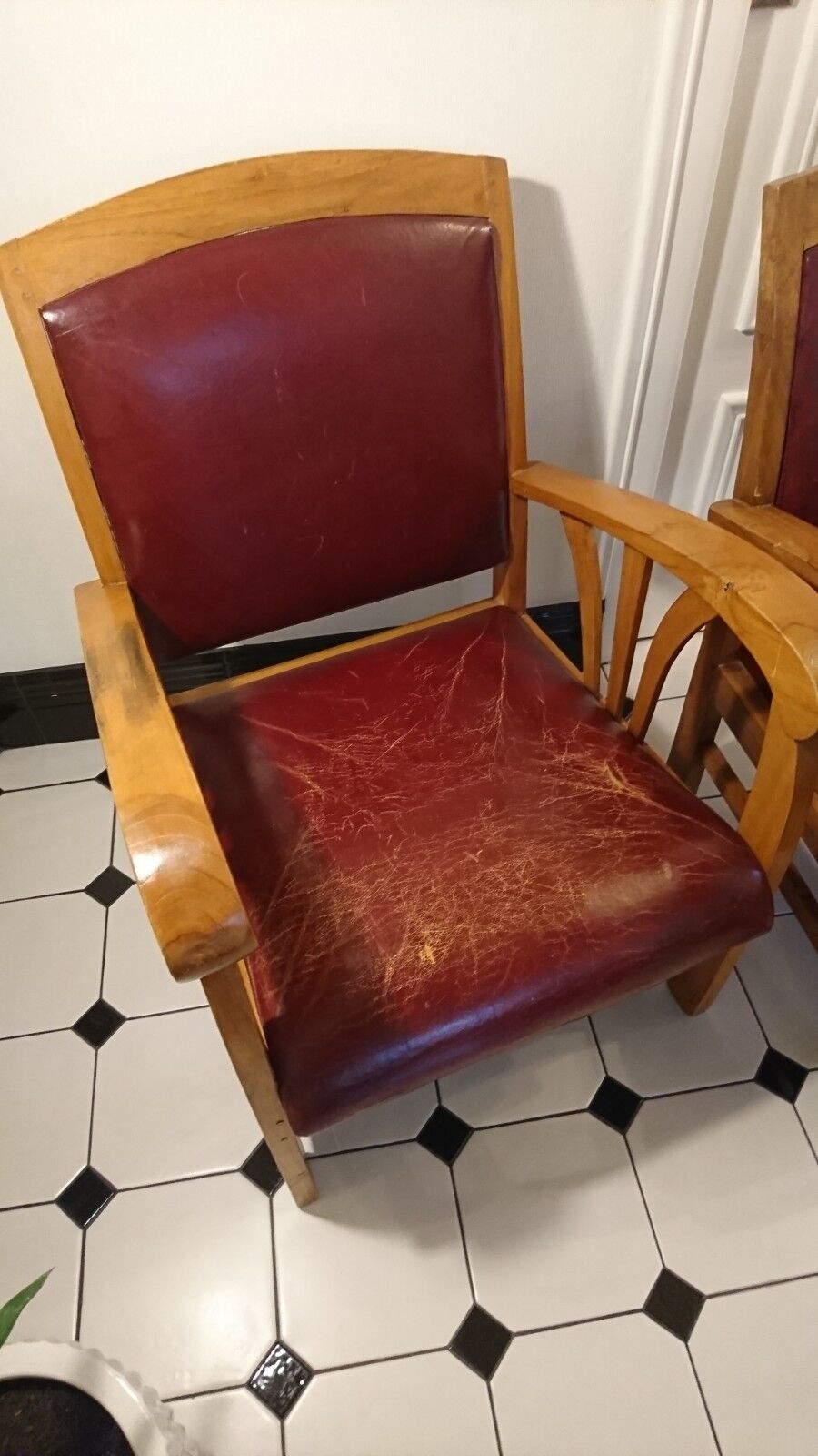 Lot of 2 wooden colonial-style armchairs