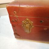 Vintage cognac suitcase in vulcanized fibers - 1950s